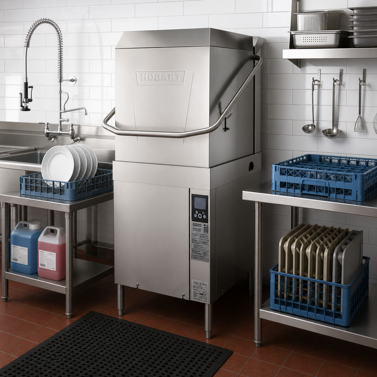 Product image #2 for Hobart Warewash AM16-BAS-10 Universal High-Temp Sanitizing Door-Type Dishwasher, 60 Racks/Hour, 380-415V