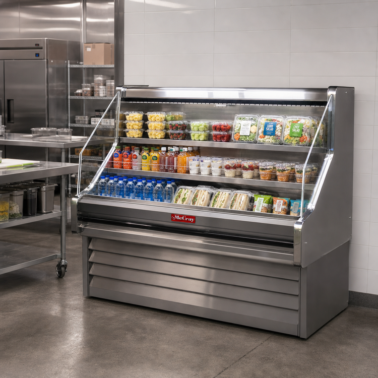 Product image #2 for Howard-McCray Ovation Series Remote Open-Air Merchandiser, 51-Inch Wide, 44-Inch High, Stainless Steel, LED Lighting