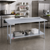 Thumbnail image #2 for Duke 108-Inch x 24-Inch 14-Gauge Stainless Steel Work Table with 1-1/8-Inch Riser and Undershelf