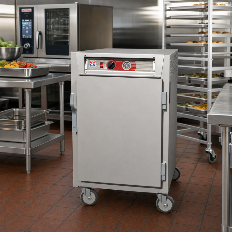 Product image #2 for Metro C5 6 Series Mobile Half-Height Heated Holding Cabinet with Solid Doors and Universal Wire Slides