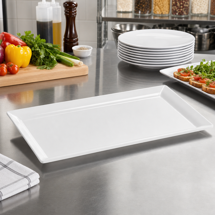 Product image #2 for American Metalcraft Full-Size 21-Inch Rectangular Melamine Platter, White