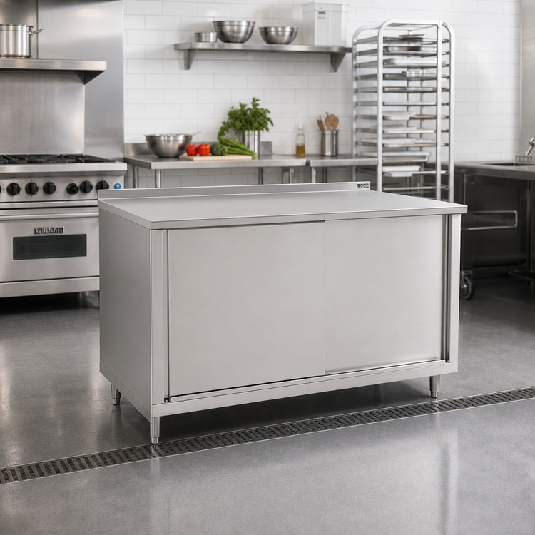 Product image #2 for John Boos Stainless Steel Enclosed Work Table with Sliding Doors, 60" W x 30" D