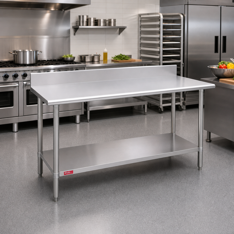 Product image #2 for Duke 48 x 36 Inch Stainless Steel Commercial Work Table with 5-Inch Riser and Undershelf
