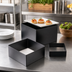 Thumbnail image #2 for American Metalcraft Geo 3-Piece Square Buffet Riser Set, Stainless Steel, Satin Black Finish