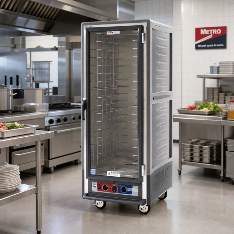 Product image #2 for Metro C5 3 Series Full Height Mobile Heated Holding Cabinet with Clear Polycarbonate Door and 35 Pan Capacity