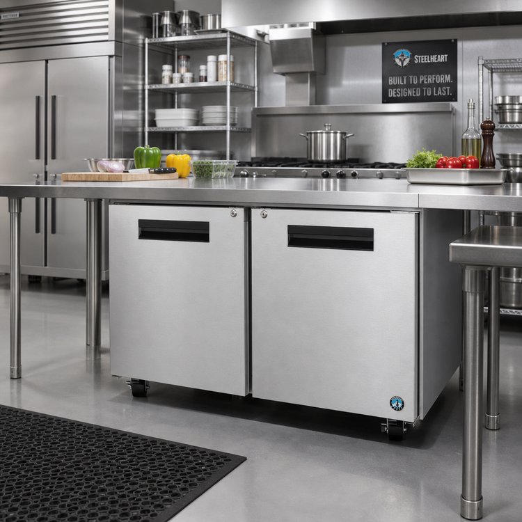 Product image #2 for Hoshizaki Steelheart 48-Inch Two-Section Reach-In Undercounter Freezer with Solid Doors and Cylinder Locks