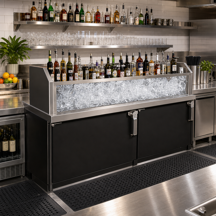 Product image #2 for Glastender 96-Inch Back Bar Glass Ice Display Unit, 18-Inch Deep