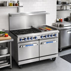 Thumbnail image #2 for Imperial (Middleby) Pro Series IR-4-RG24 48-Inch Commercial Gas Range with 4 Open Burners, 24-Inch Griddle/Broiler & 2 Space Saver Ovens
