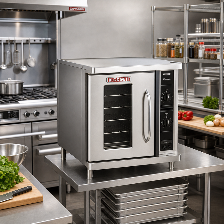 Product image #2 for Blodgett Premium Series Single-Deck Half-Size Electric Convection Oven, 5-Pan Capacity, Left-Hinged Glass Door