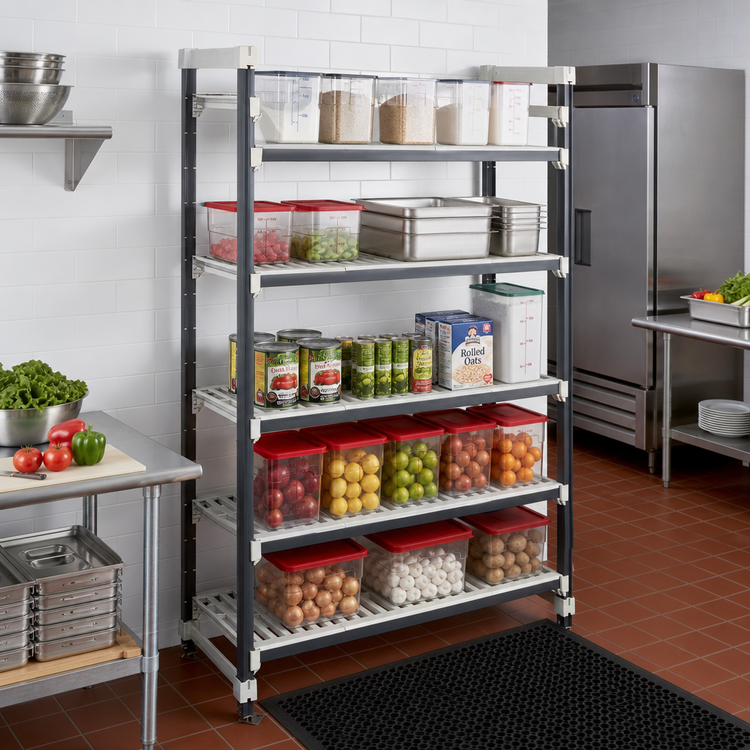 Product image #2 for Cambro Camshelving Elements XTRA Series 18 x 54 x 81 in. 5-Tier High Density Top Rail Stationary Starter Unit