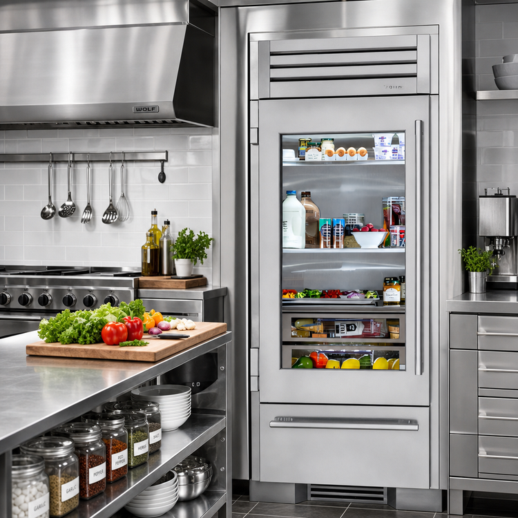 Product image #2 for True Residential 30-Inch Upright Refrigerator/Freezer Column with Bottom Freezer, Stainless-Framed Glass Door, and Ice Maker