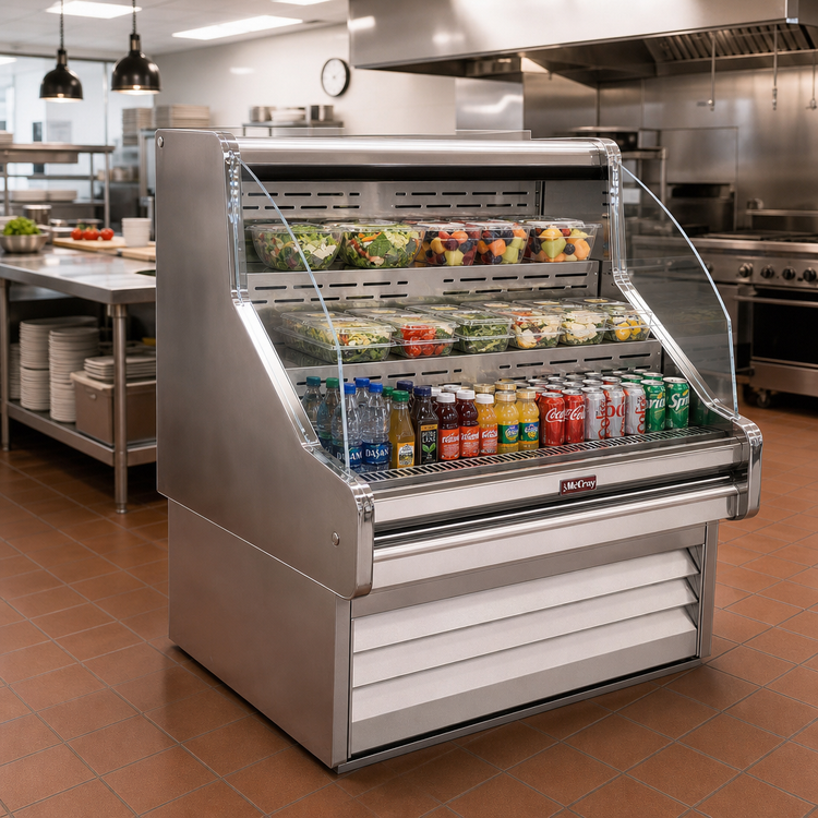 Product image #2 for Howard-McCray Ovation Series Curved Remote Open Merchandiser, 39-Inch Wide, Stainless Steel