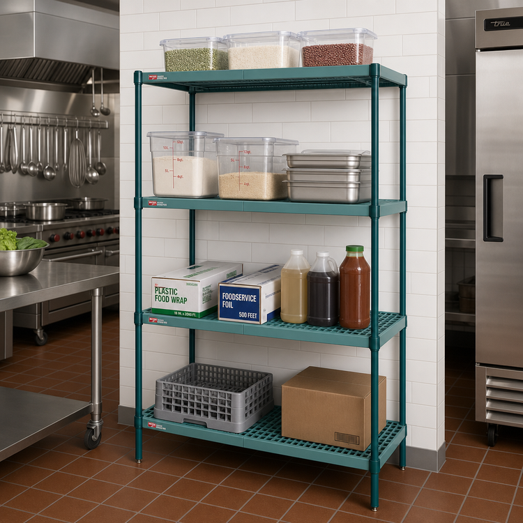 Product image #2 for Metro Super Erecta Pro 4-Shelf Starter Shelving Unit with Polymer Shelf Mats, 18 x 48 x 63 Inch, Green