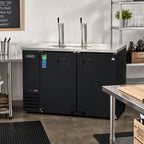 Thumbnail image #2 for Everest Refrigeration EBD2 Two-Section Direct Draw Keg Refrigerator, Flat Top, 2 Half-Barrel Keg Capacity, Dual Towers, Black