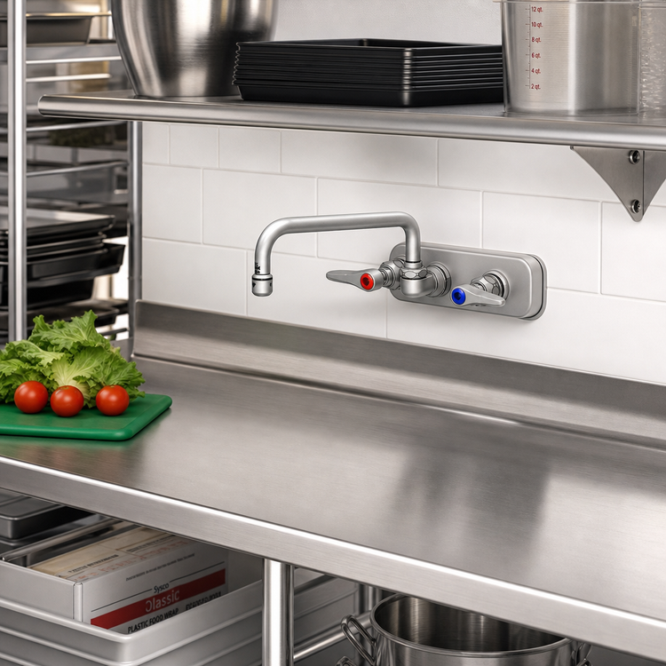 Product image #2 for T&S Brass B-1106 Wall-Mount Workboard Faucet with 8-Inch Swing Nozzle, 3-1/2-Inch Centers