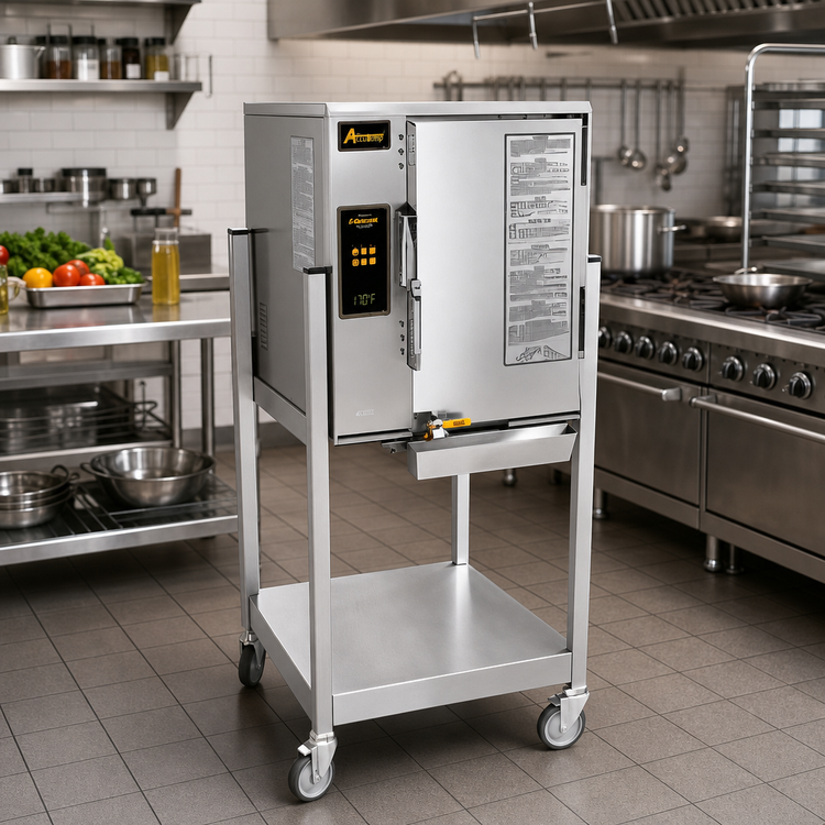 Product image #2 for AccuTemp Connected Evolution Boilerless Convection Steamer, Floor Model with Stand, 6-Pan Capacity, 440V 3-Phase