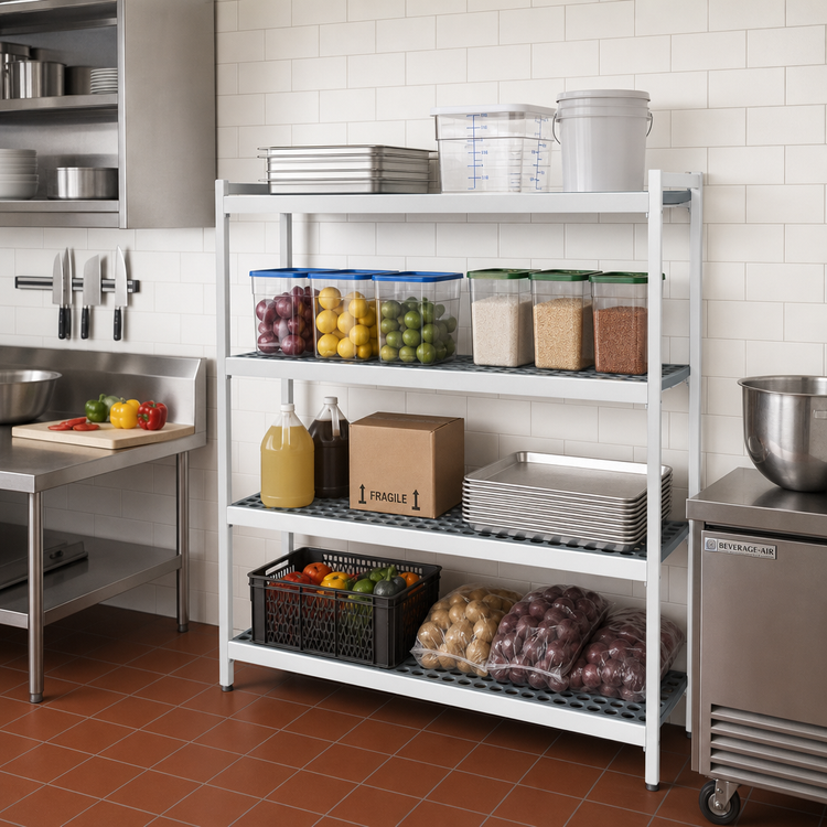 Product image #2 for Fermostock 4-Tier Polymer Shelving Unit Expansion Kit, 35W x 14D x 66H