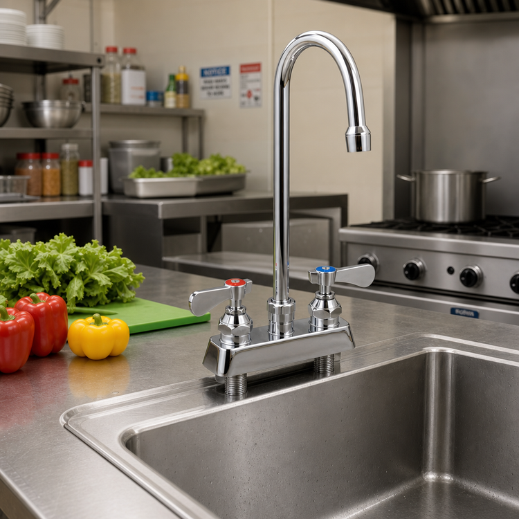 Product image #2 for OptiFlow Heavy Duty Solid Body Deck Mount Manual Faucet with 3-Inch Gooseneck Spout