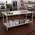 Thumbnail image #2 for Eagle Budget Series 144-Inch x 30-Inch Stainless Steel Work Table with Rear Upturn and Adjustable Undershelf