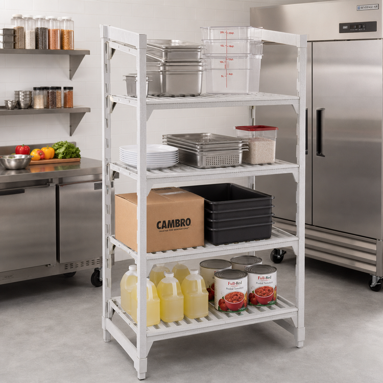 Product image #3 for Cambro Camshelving Premium 4-Tier Vented Stationary Starter Unit, 21 x 42 x 72 Inches, Speckled Gray