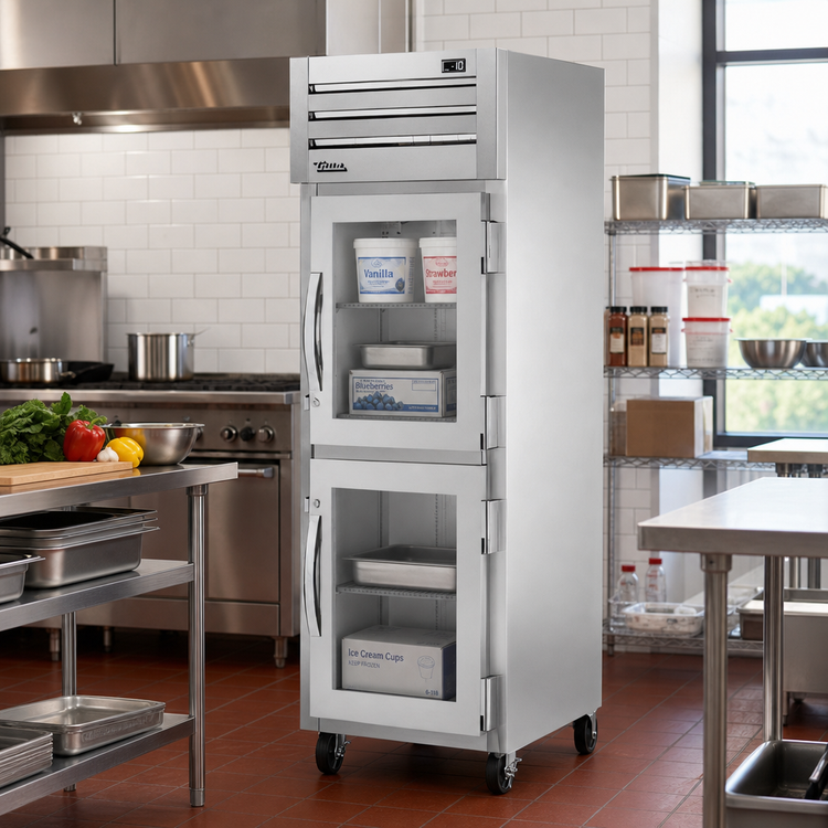 Product image #2 for True Spec Series One-Section Reach-In Glass Half-Swing Door Freezer, Self-Contained Top Mount, -10°F