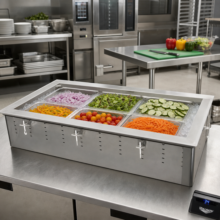 Product image #2 for Vollrath NSF-7 Remote Refrigerated Drop-In Cold Pan, 6-Pan, 6-5/8-Inch Deep Well, 12 x 20 Pan Compatible