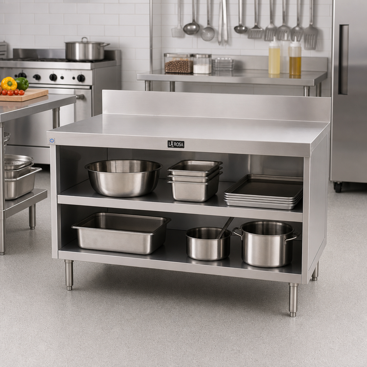 Product image #2 for La Rosa L-60118-32 Open Shelf Utility Stand Cabinet Base, 18 x 32 Inches, 304 Stainless Steel