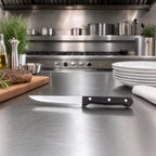 Thumbnail image #2 for American Metalcraft KNF7 Steak Knife with 4 1/2-Inch Stainless Steel Blade, POM Handle, Pointed Tip, Full Tang, Stamped Case of 12