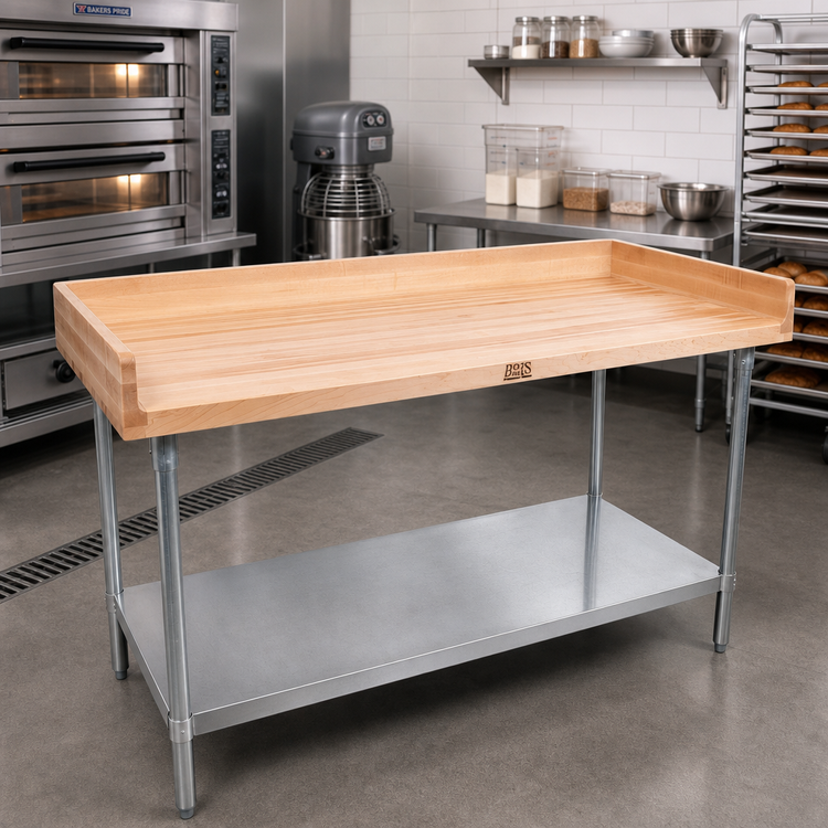 Product image #2 for John Boos 72-Inch x 30-Inch Baker's Top Wood Work Table with Galvanized Steel Undershelf