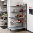 Thumbnail image #2 for Cambro Camshelving® Basics Plus CBA215484VS5580 Polymer Shelving Add-On, 21"D x 54"W x 84"H, 5-Shelf Vented/Solid, Brushed Graphite