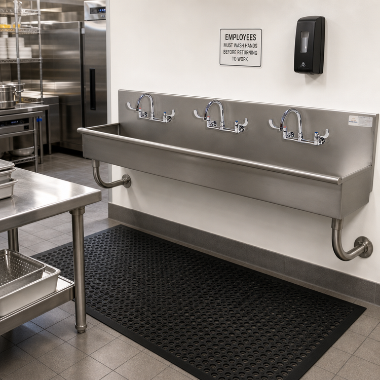 Product image #2 for Advance Tabco 72-Inch 3-Station ADA Wall-Mounted Multiwash Hand Sink with 3 Wrist-Handle Faucets