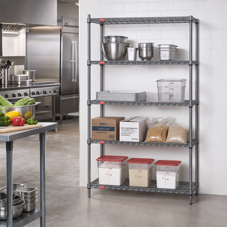 Product image #2 for Eagle Group Valu-Master 4-Tier Add-On Wire Shelving Unit, 48W x 24D x 63H, Pewter Gray Epoxy