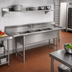 Thumbnail image #2 for Eagle Group S14 Series 3-Compartment 14-Gauge Stainless Steel Sink with Right Drainboard and 8-Inch Backsplash, 89-1/2 in. x 27 in.