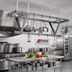 Thumbnail image #2 for Eagle Group Ceiling-Mounted Triple-Bar Aluminum Pot Rack with 30 Hooks, 112-Inch Wide