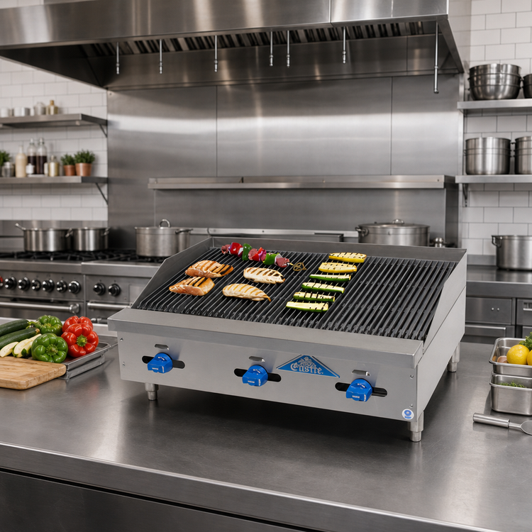Product image #2 for Comstock-Castle Castle Series 48-Inch Countertop Gas Char-Broiler with Manual Controls and Cast Iron Grates
