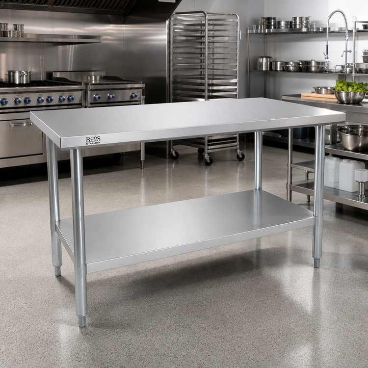 Product image #2 for John Boos Stallion 84-Inch x 24-Inch Economy Stainless Steel Work Table with Safety Edge and Undershelf