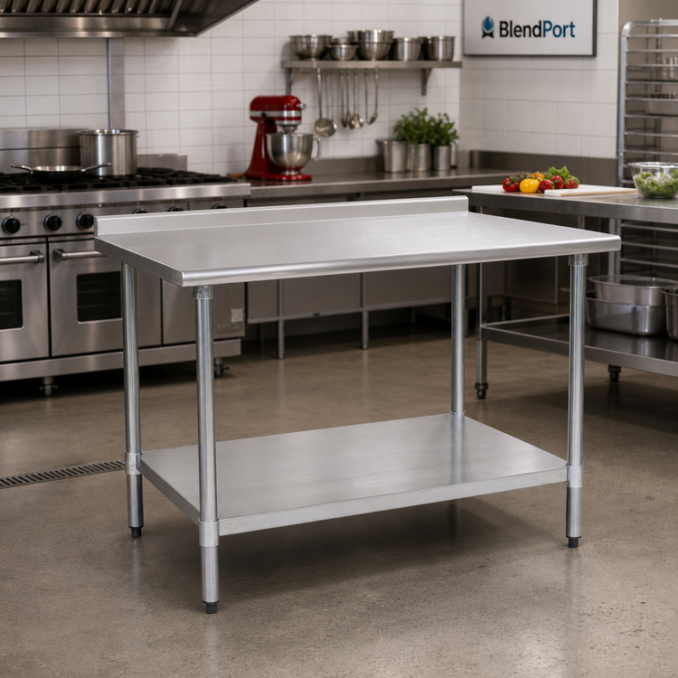Product image #2 for BlendPort® Deluxe Series 48" x 30" Stainless Steel Work Table with Rear Upturn and Adjustable Undershelf
