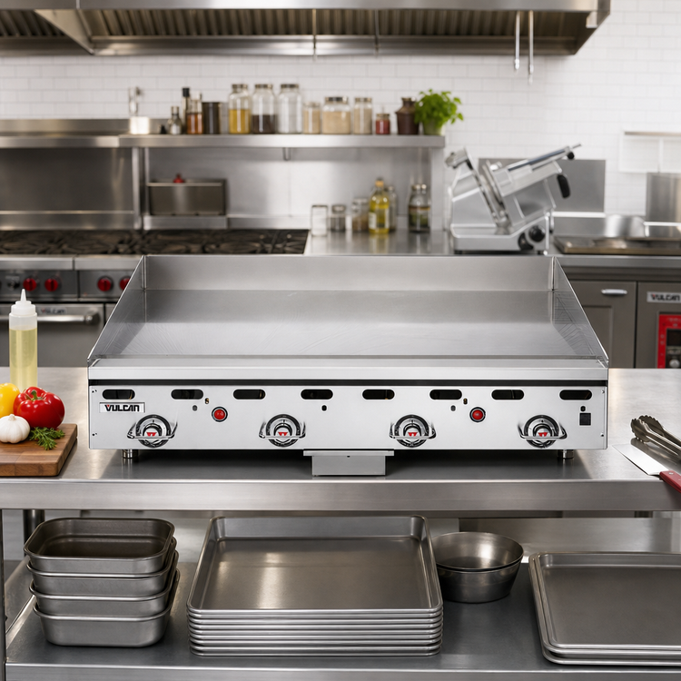 Product image #2 for Vulcan Quick Ship Heavy Duty 72-Inch Countertop Gas Griddle with 1-Inch Polished Steel Plate