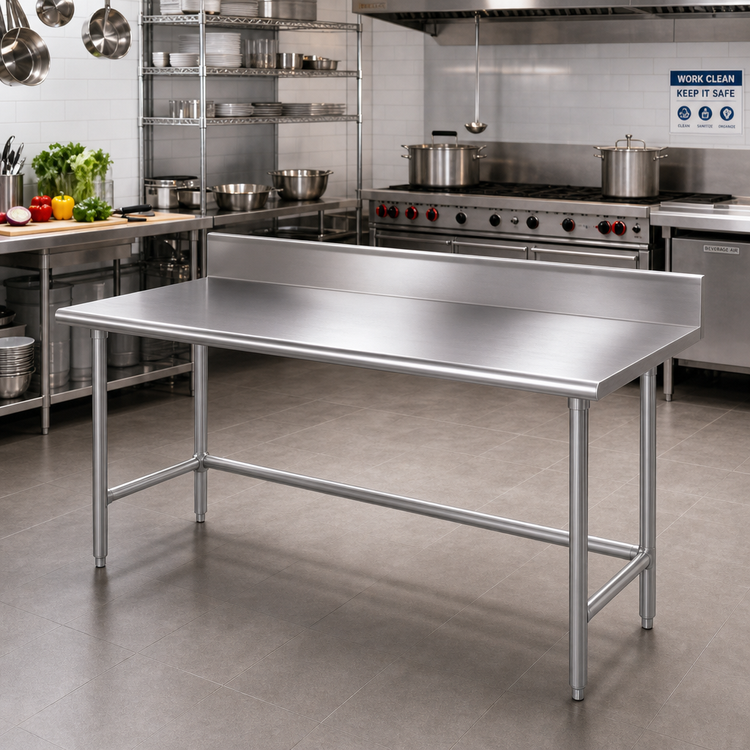 Product image #2 for Advance Tabco Stainless Steel Work Table with 5-Inch Backsplash, 120 x 36 Inches