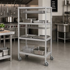 Thumbnail image #2 for Dinex DXPMPR604M 4-Shelf Aluminum Drying & Transport Rack with 1-1/2-Inch Tray Spacing and Channel Holders