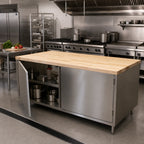 Thumbnail image #2 for BK Resources CMT-3072H2 72-Inch Dual-Access Hard Maple Top Chef Table with Stainless Steel Cabinet Base