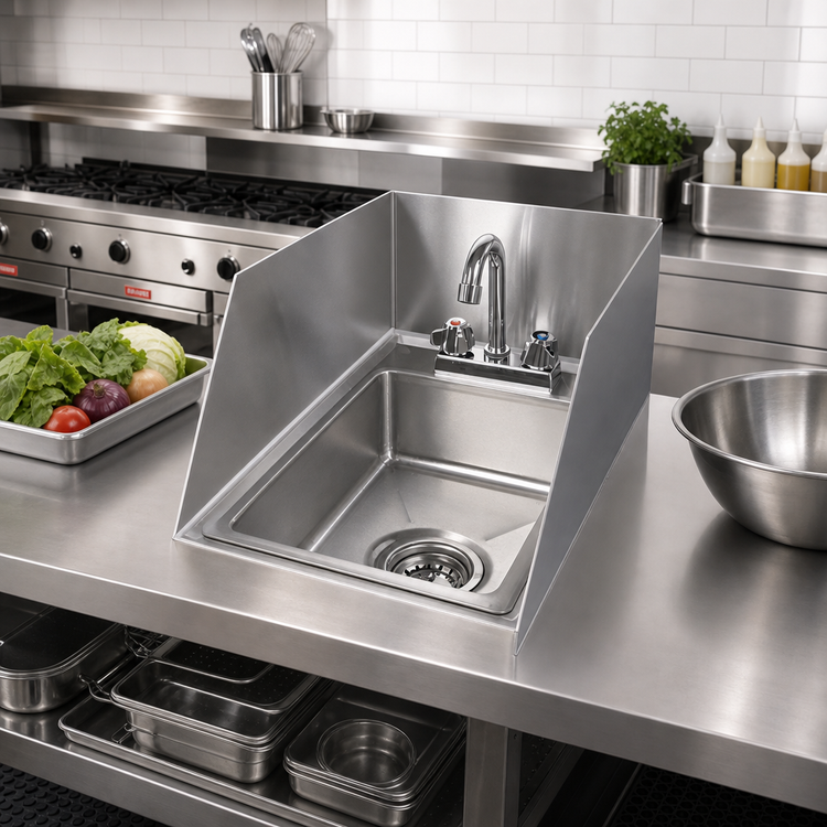 Product image #2 for Klinger's Trading 1-Compartment Drop-In Hand Sink with Faucet and 3-1/2 Inch Drain Basket, 10 x 14 x 5 Inch Bowl