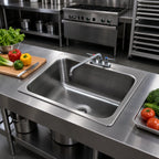 Thumbnail image #2 for Advance Tabco DI-1-2812 Drop-In 18-Gauge 304 Stainless Steel Sink, Single Compartment, 28" x 20" x 12" Bowl with Faucet & Basket Drain