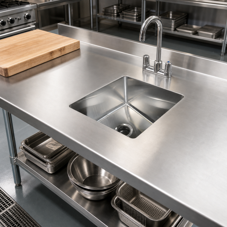 Product image #2 for John Boos Weld-In Undermount 1-Compartment Stainless Steel Sink, 14 x 16 x 14 Inch Bowl
