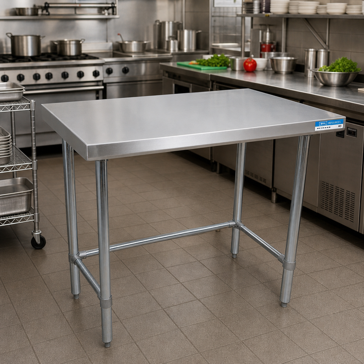 Product image #2 for BK Resources SVTOB-7224 Open Base Stainless Steel Work Table, 72W x 24D