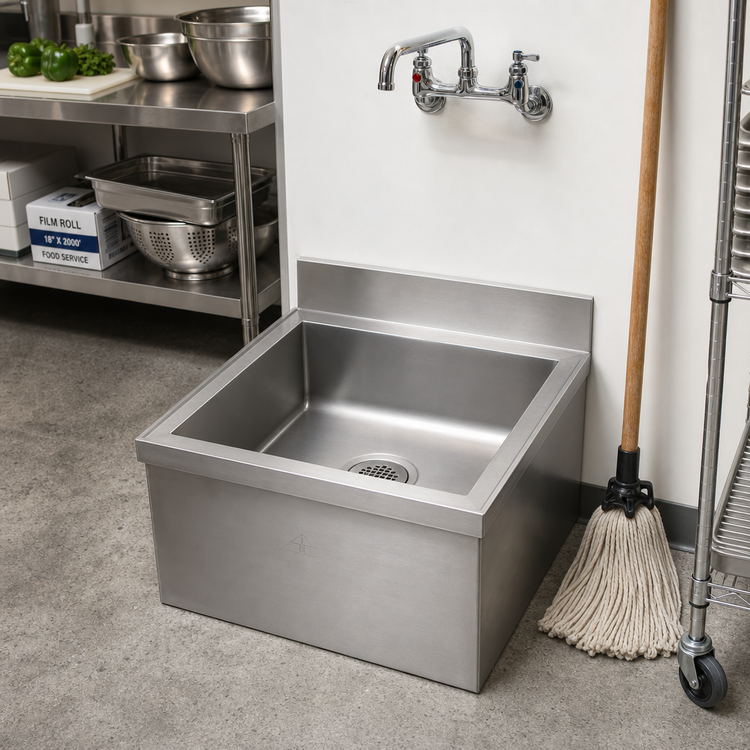 Product image #2 for Advance Tabco Special Value Series Floor Mounted Stainless Steel Mop Sink with 20 x 16 x 6 Inch Bowl