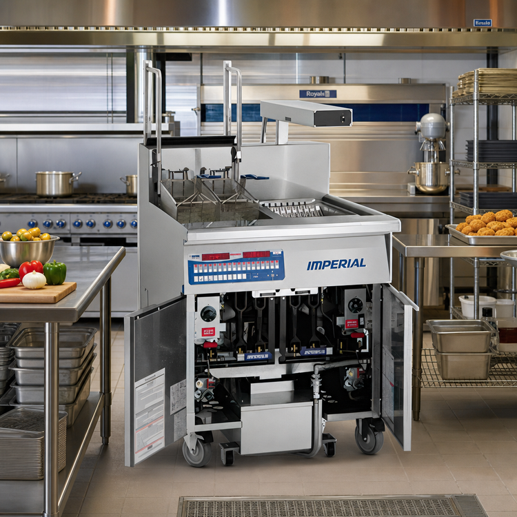 Product image #2 for Imperial 50 lb. Open Pot Gas Floor Fryer/Filter System with Computer Controls