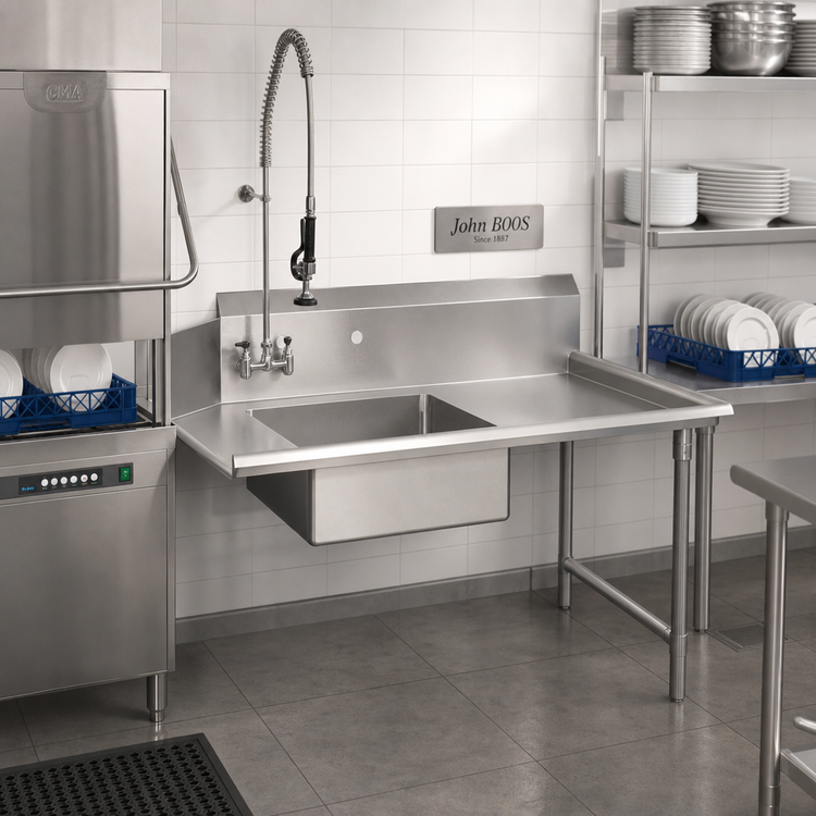 Product image #2 for John Boos 72-Inch Straight Soiled Dishtable with 20 x 20 x 8 Pre-Rinse Sink, Right-to-Left