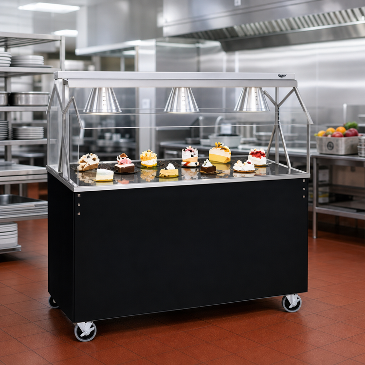 Product image #2 for Vollrath 2-Series Affordable Portable 46-Inch Mobile Utility Station with Buffet Breath Guard and Lights