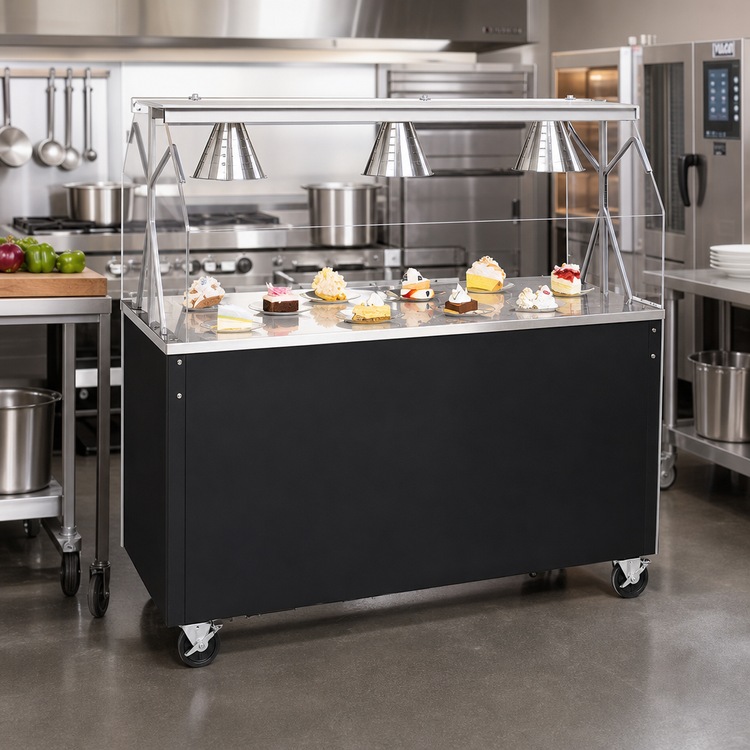 Product image #2 for Vollrath 2-Series Affordable Portable 46-Inch Mobile Utility Station with Buffet Breath Guard and Lights